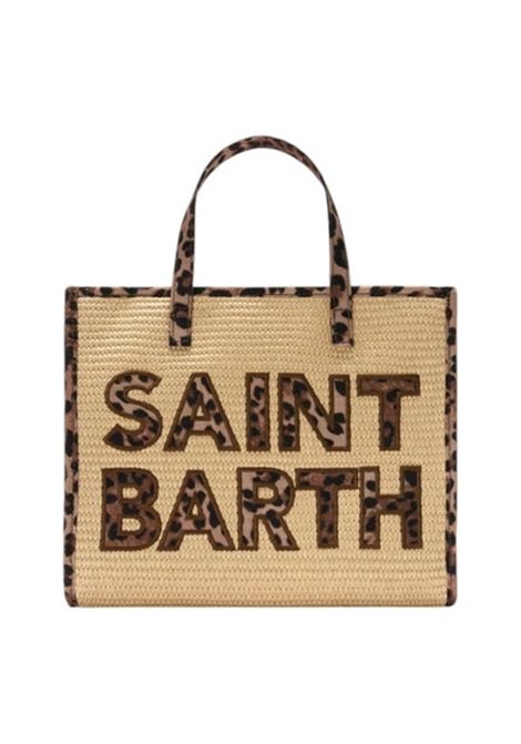 Borsa Media in paglia SAINT BARTH | VVID001 VIVIAN MID STRAW11 PATCH LEOPARD 18